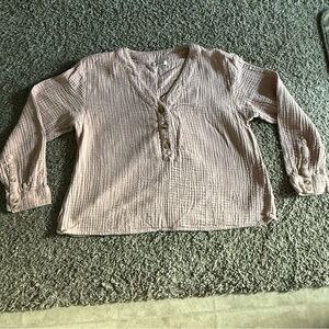 Madewell Women's Pink V-Neck Top - size L